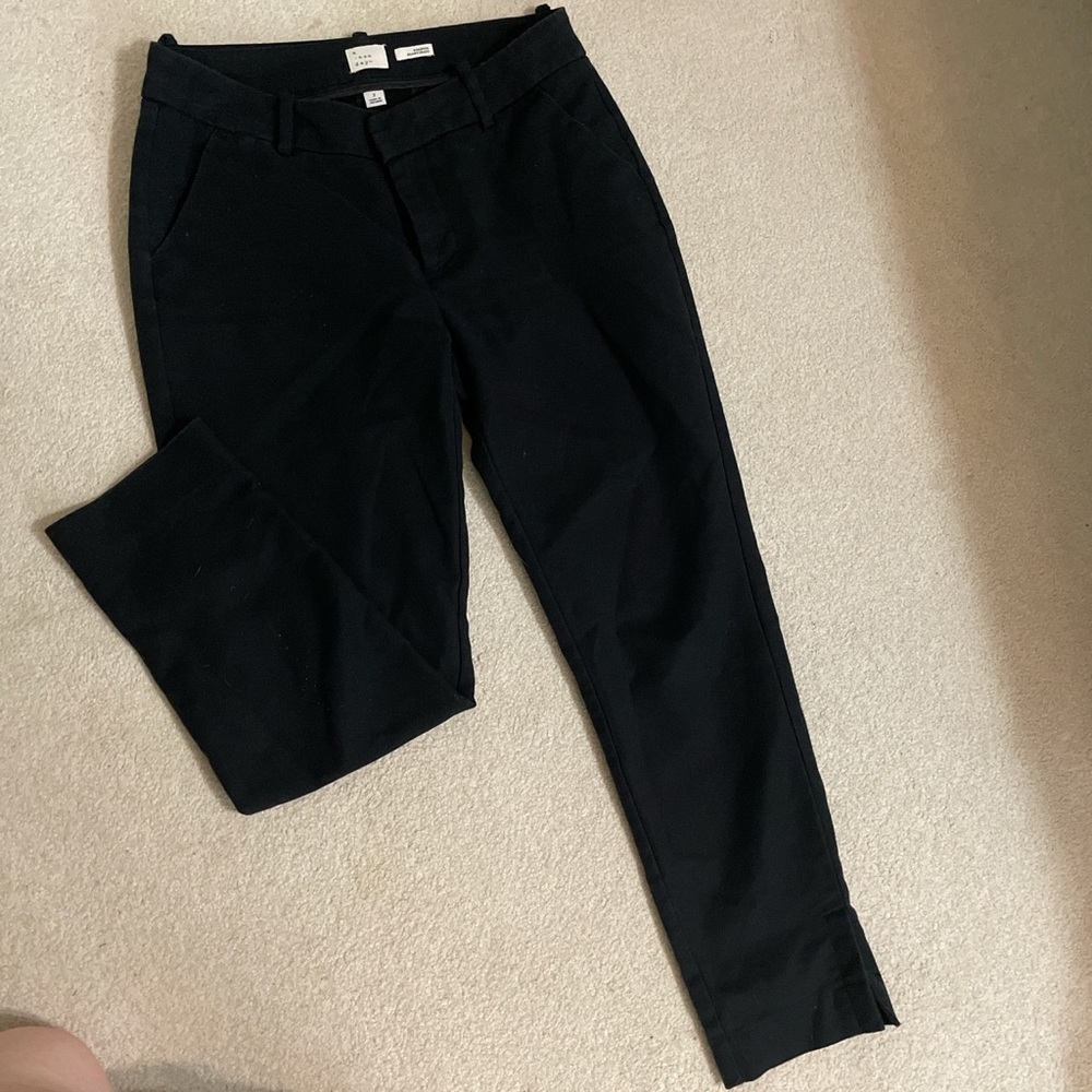Black Stretch Ankle Length Split Hem Work Dress Pants